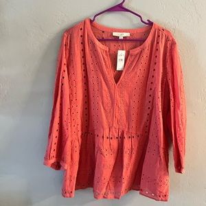 NWT Loft Long Sleeve Coral Blouse